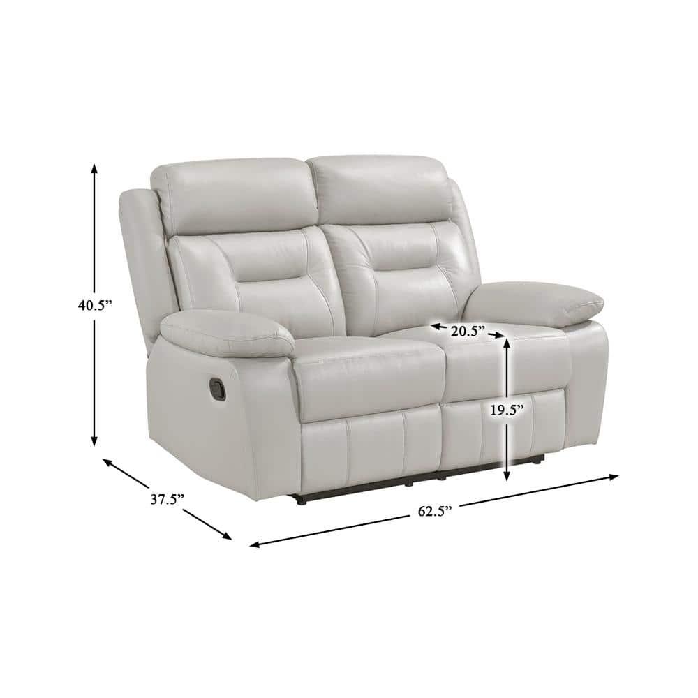 Silver Faux Leather Double Reclining Loveseat with Pillow-top Arms