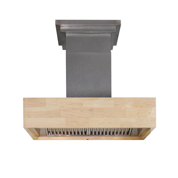 ZLINE Kitchen and Bath 36 in. 400 CFM Convertible Vent Wall Mount Range Hood in Butcher Block Maple