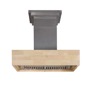 36 in. 400 CFM Ducted Vent Wall Mount Range Hood with Single Remote Blower in Pine Butcher Block