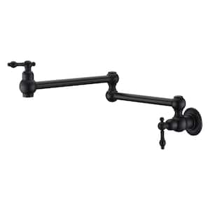 Traditional Double Handle Deck Mounted Pot Filler with Lever Handle in Oil Rubbed Bronze