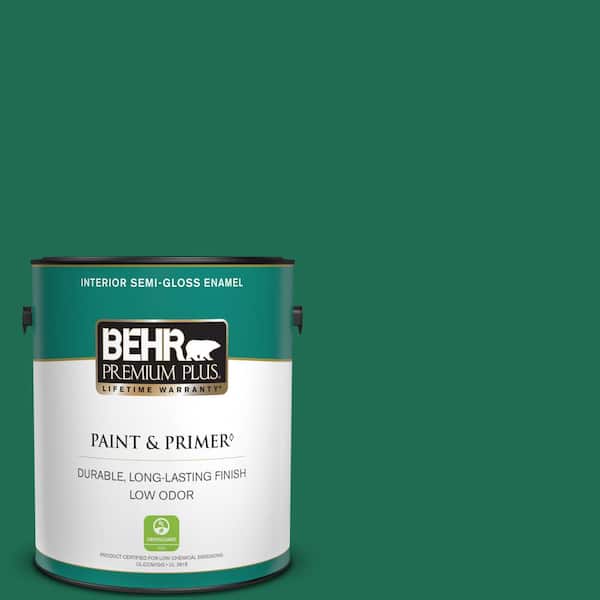 BEHR PREMIUM PLUS 1 gal. #P430-7 Sparkling Emerald Semi-Gloss Enamel Low Odor Interior Paint & Primer