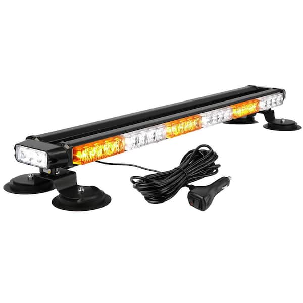 29.5 in. 54-LED Black Aluminum Floodlight Emergency Strobe Light Bar with Magnetic Base for Truck Tow Vehicle Safety