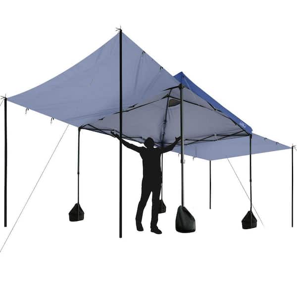 10 ft. x 10 ft. Navy Blue Canopy Tent with 2-Sidewalls, 4-Poles, 4