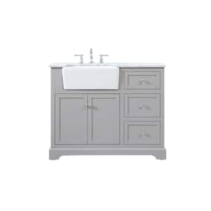 Simply Living 42 in. W x 22 in. D x 34.75 in. H Bath Vanity in Grey with Carrara White Marble Top