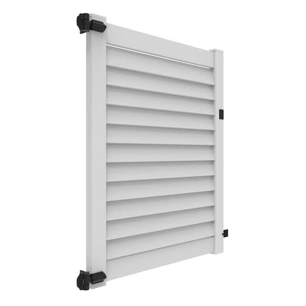 Louvered 5 ft. x 6 ft. White Privacy Vinyl Fence Gate