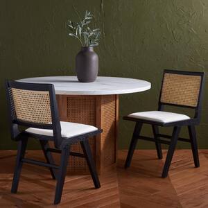 Hattie Black/Natural 20.1 in. Rattan Dining Chair Set of 2