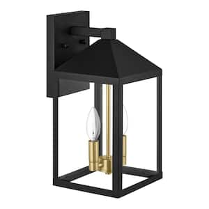 Marion 15 in. Black Outdoor Barn Wall Light with Clear Glass Shade