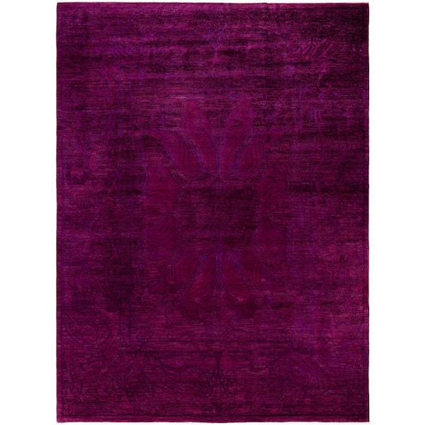 Overdyed Purple 9 ft. x 12 ft. Solid Wool Indoor Area Rug