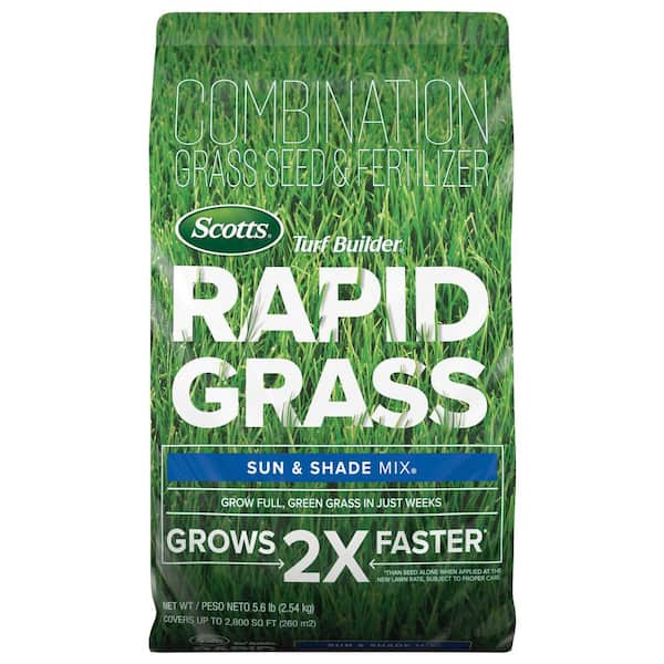 Scotts Turf Builder 16 lbs. Rapid Grass Sun & Shade Mix Combination Seed and Fertilizer Grows Green Grass in Just Weeks