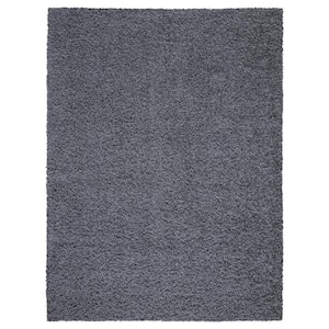 Shaggy Collection Non-Slip Rubberback Solid Soft Light Grey 5 ft. x 7 ft. Indoor Area Rug