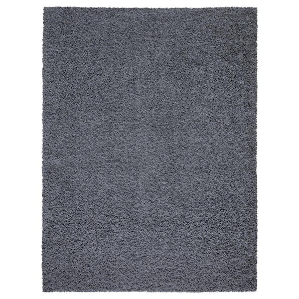Ottomanson Shaggy Collection Non-Slip Rubberback Solid Soft Light Grey 5 ft. x 7 ft. Indoor Area Rug