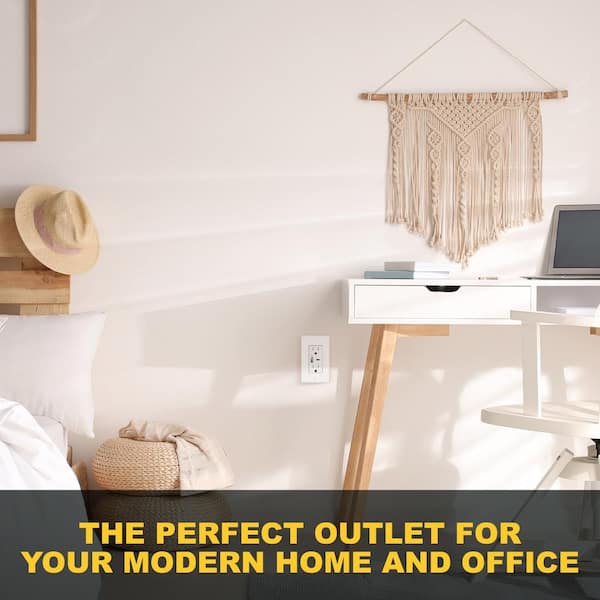 3.6-Amp 5-Volt Type A and C USB Duplex Wall Outlet with 15-Amp 125-Volt Tamper-Resistant Receptacle, White