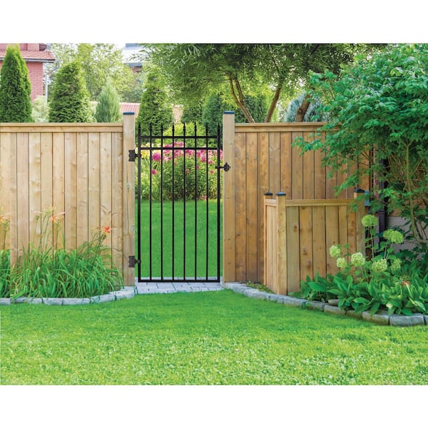 2.75 ft. x 5.67 ft. Tiger Eye Profile Black Iron Center Point Fence Gate