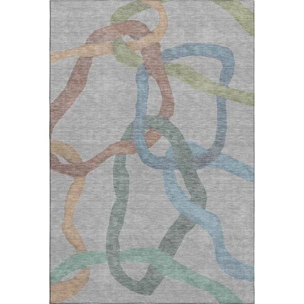 Mayfield Premium Machine Washable Abstract AMF2394 Gray 10 ft. x 14 ft. Area Rug