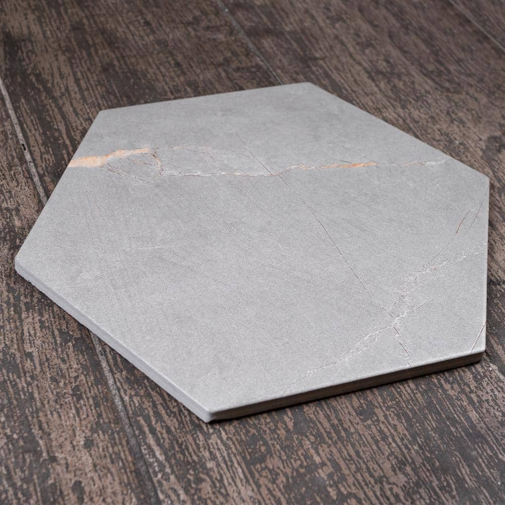 Elegance Gray Hexagon Porcelain Wall & Floor Tile 7.7" x 8.9"