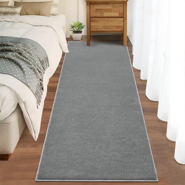 Gray 2 ft. x 6 ft. Solid Thick Shag Rug Soft Washable Indoor Carpet for Living Room Hallway Bedroom Area Rug