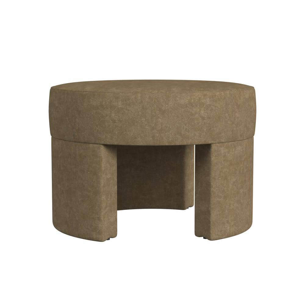 Sophia Mocha Velvet Round Ottoman