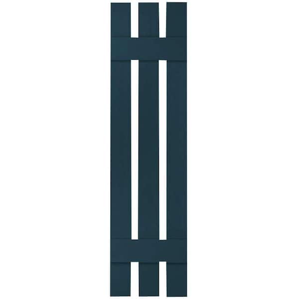 Ekena Millwork 12 in. x 30 in. Lifetime Vinyl Custom Three Board Spaced Board and Batten Shutters Pair Midnight Blue