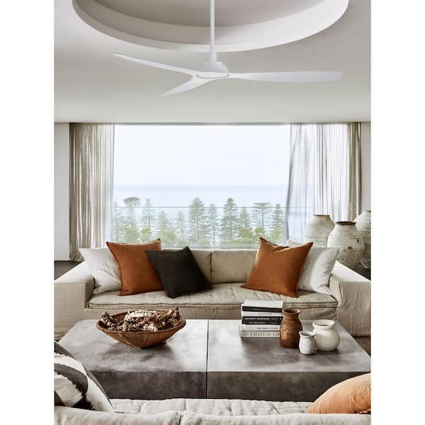 Moto 52 in. Indoor White and Matte White Ceiling Fan with Remote Control