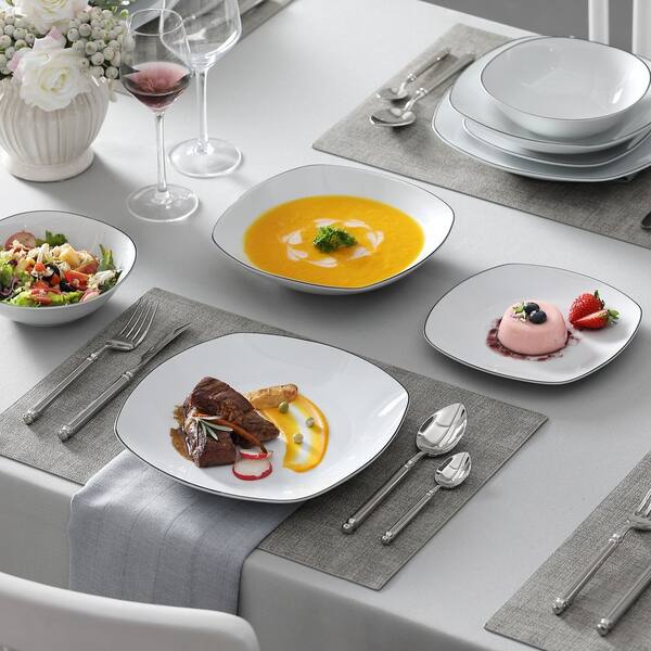 MALACASA 50-Piece Neutral White Porcelain Dinnerware Set ELISA-50 - The  Home Depot