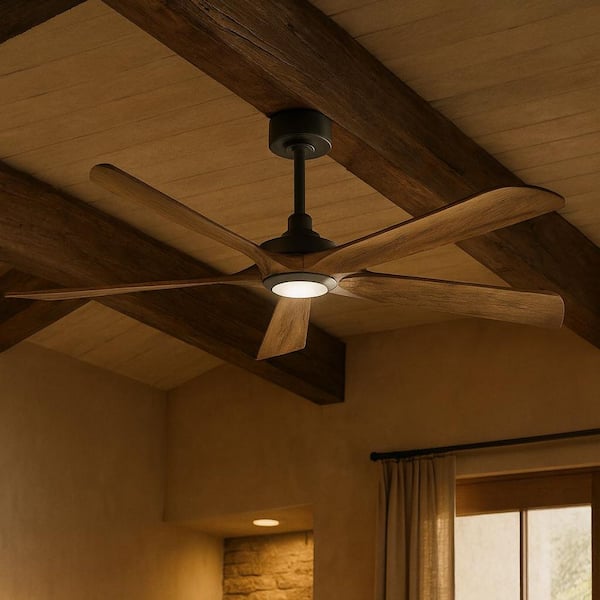 HINKLEY Layton 58.0 in. Indoor/Outdoor Integrated LED Matte Black Ceiling Fan with Remote Control