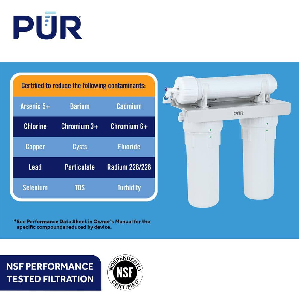 PUR 3-Stage White Under Sink Reverse Osmosis Water Filtration System
