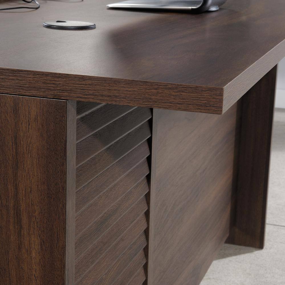 Gray Wood L-Shaped Computer Desk with Drawer and Filing Cabinet