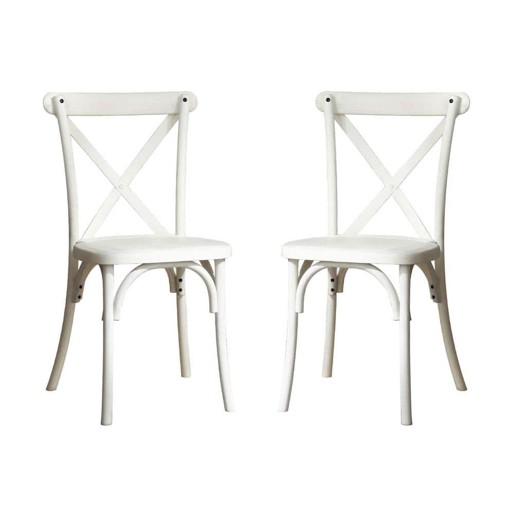 2 Pcs Resin X-Back Outdoor Dining Chair, Retro Natural Mid Century Chair Mo