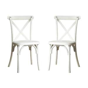 2 Pcs Resin X-Back Outdoor Dining Chair, Retro Natural Mid Century Chair Modern Farmhouse Cross Back Chair in Lime White