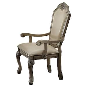 Chateau de Ville PU and Antique White Leather Nailhead Trim Arm Chair (Set of 2)