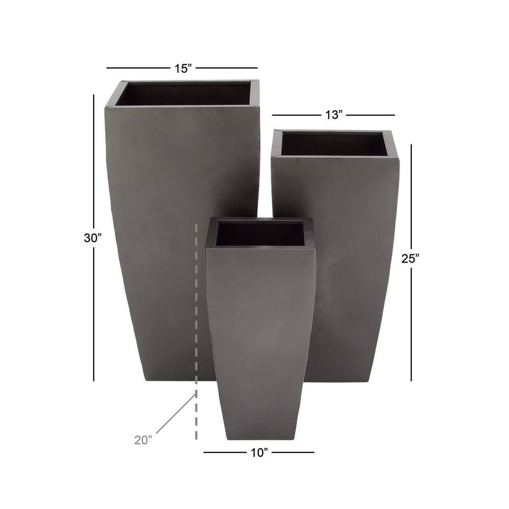 Set of 3 Dark Gray Metal Indoor/Outdoor Planters