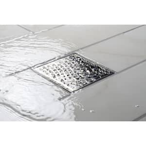 Designline 4 in. x 4 in. Stainless Steel Square Shower Drain with Wave Pattern Drain Cover