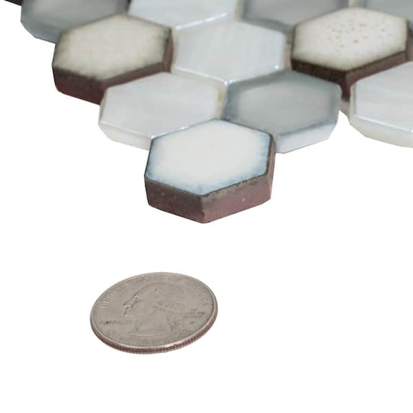Apollo Tile 10.8 in. x 11.5 in. White Hexagon Polished and Honed