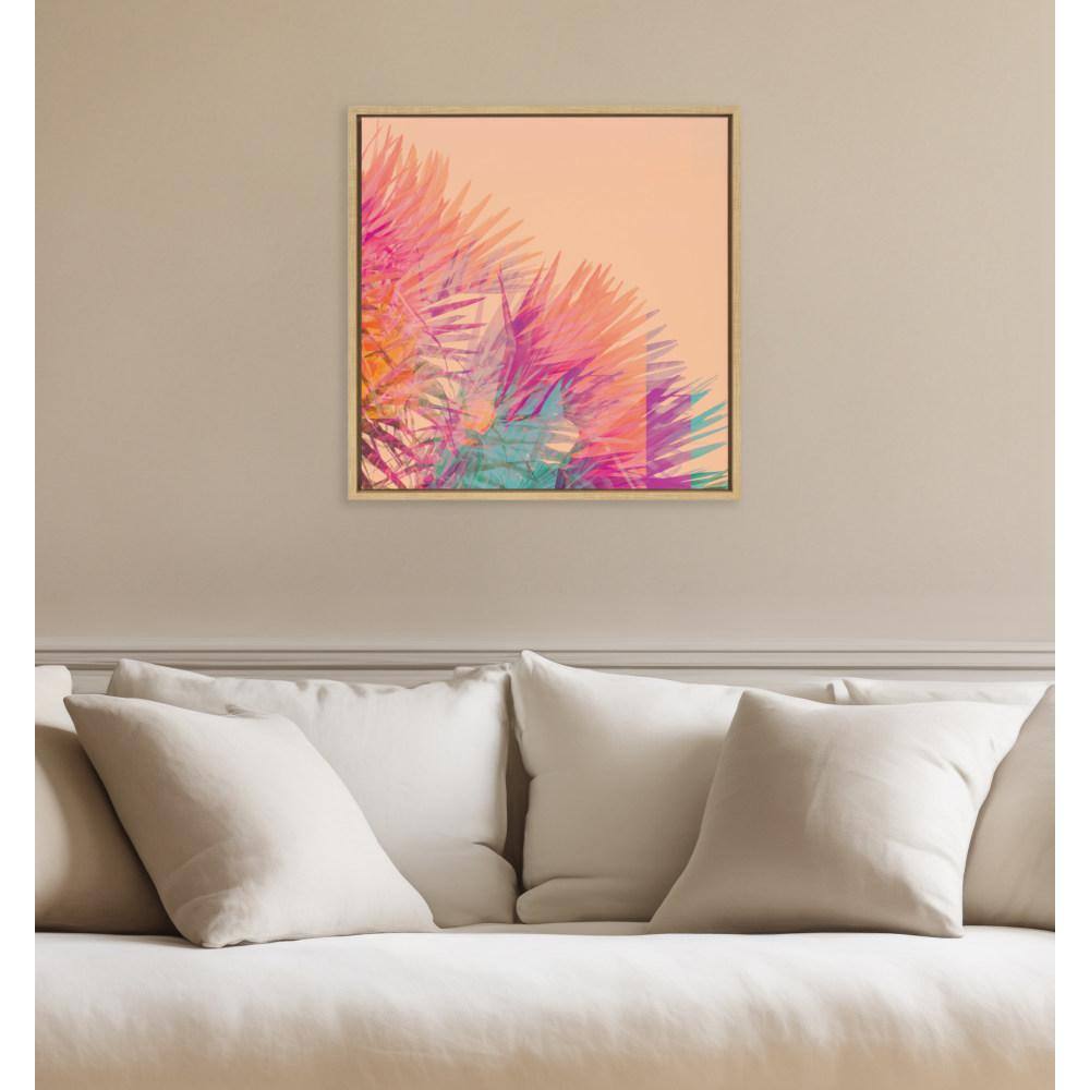 Sylvie Sun Burn 2 Framed Abstract Canvas Art, 22x22, Natural