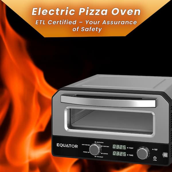 1500W 0.48 cu.ft. Countertop Home Electric Specialty Grill Pizza Oven 6-style pizzas with Baking Stone in Stainless