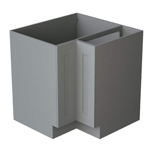 36 in W x 24 in. D x 34.5 in. H Assembled Plywood Corner Kitchen Cabinet in Grey Painted