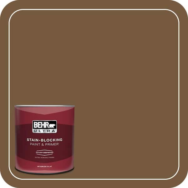 BEHR ULTRA 1 qt. #290F-7 Wooden Cabin Extra Durable Flat Interior Paint & Primer