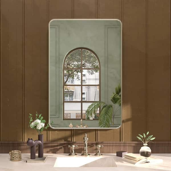 Cosy 24 in. W x 36 in. H Rectangular Framed Wall Bathroom Vanity Mirror in Brushed Nickel