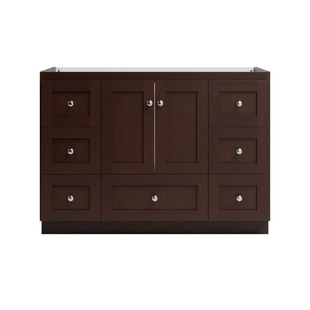 Shaker 48 in. W x 21 in. D x 34.5 in. H Bath Vanity Cabinet without Top in Dark Alder price history on PriceWatchPro