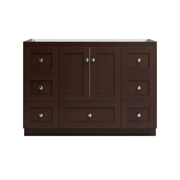 Simplicity by Strasser Shaker 48 in. W x 21 in. D x 34.5 in. H Bath Vanity Cabinet without Top in Dark Alder