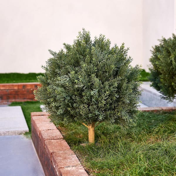 DR.Planzen 20 in. Artificial Cedar Topiary Trees with Ground Spike