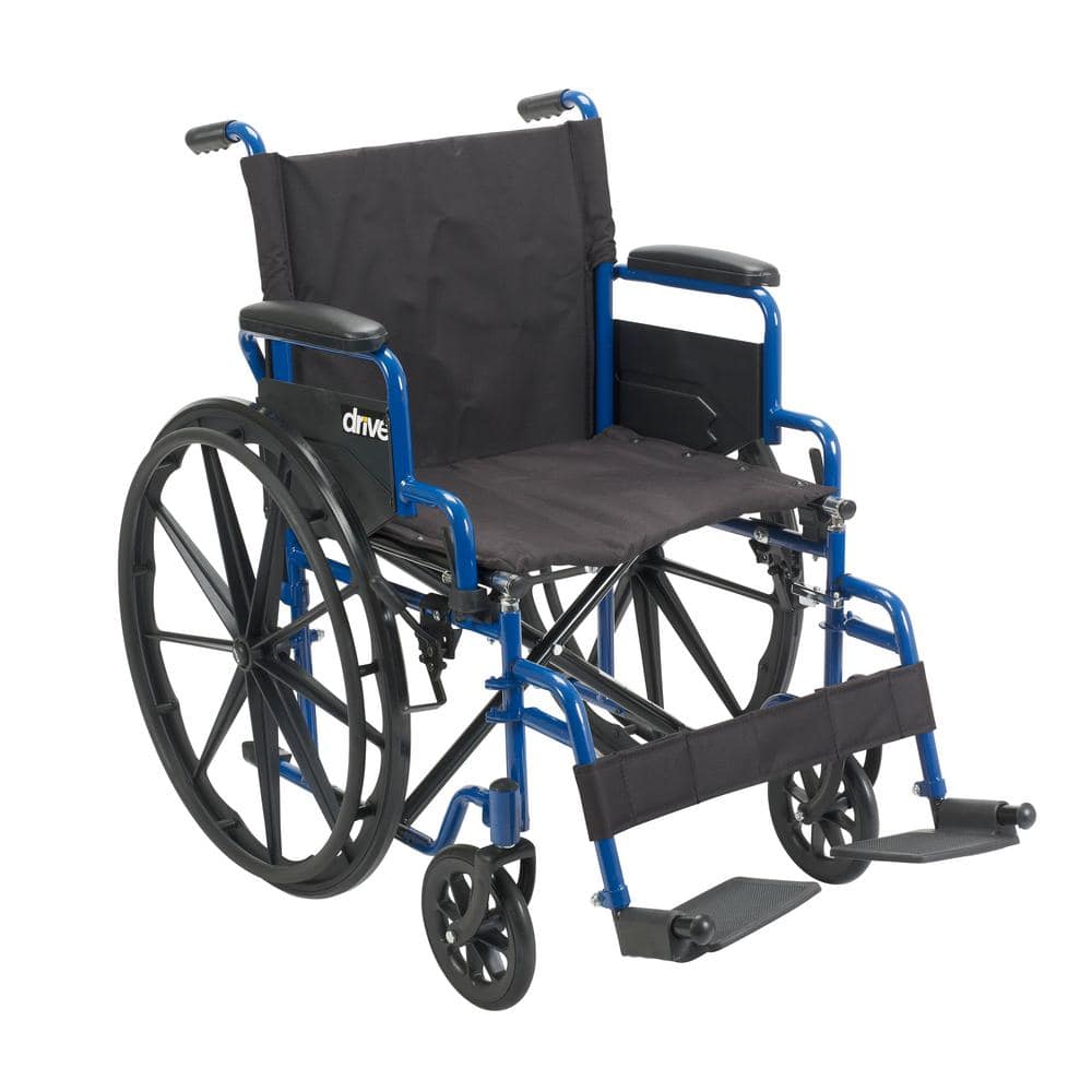 Drive Medical Blue Streak Wheelchair with Flip Back Desk Arms, 18 in