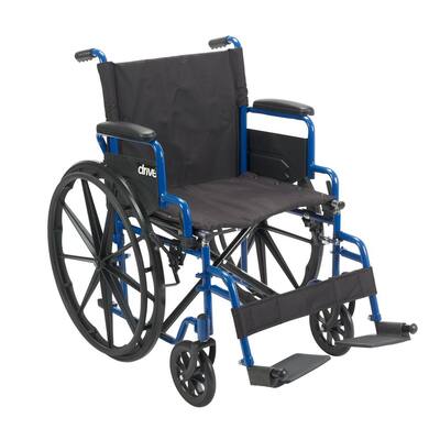 Blue Streak Wheelchair with Flip Back Desk Arms, 18 in. Seat and Swing Away Footrest