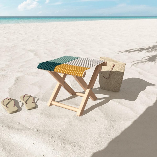 DenyDesigns. Colour Poems Color Block Line Abstract VIII Wood Outdoor Folding Stool Ottoman