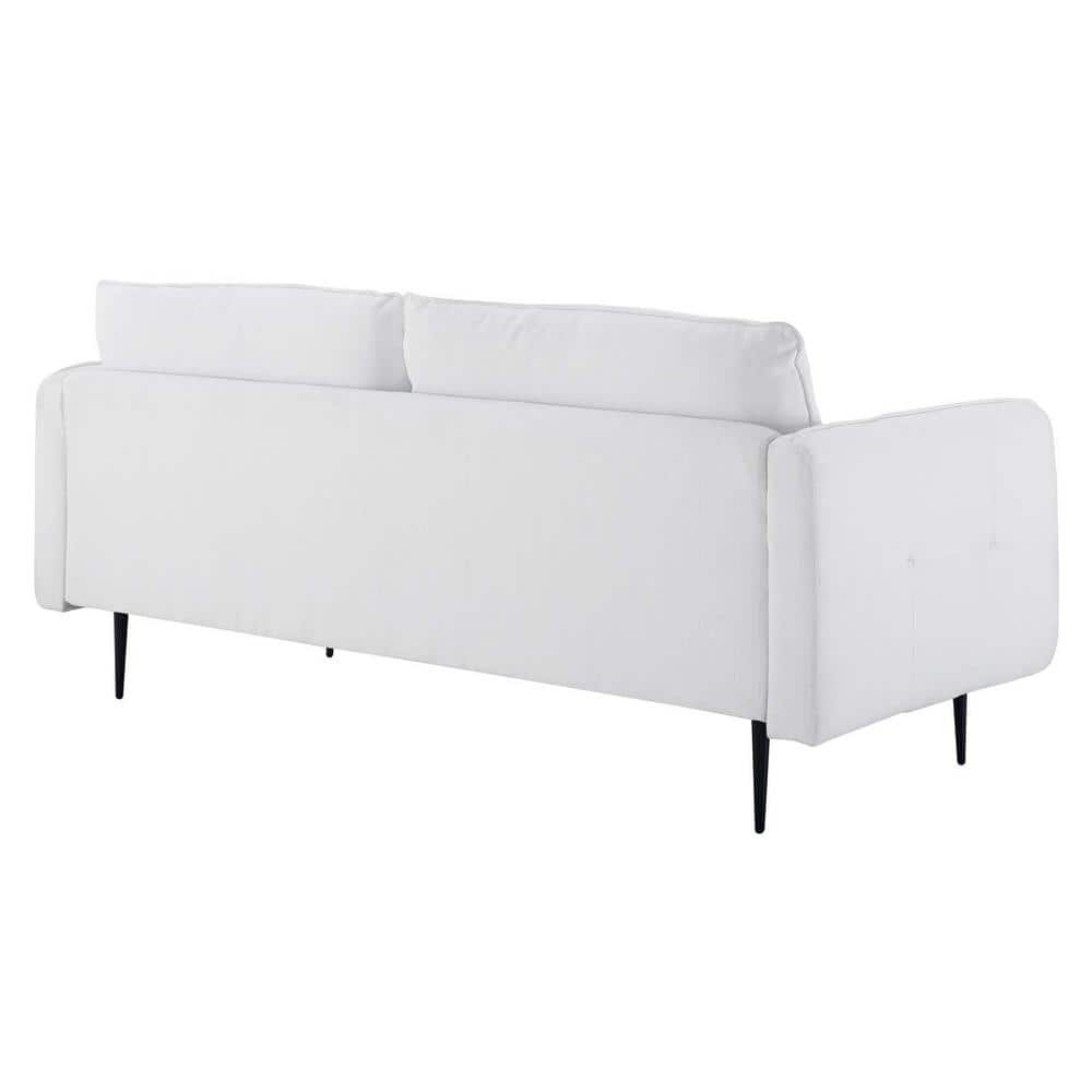 Elegant White Velvet Tufted Sofa with Removable Cushions