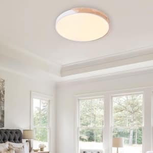 19.68 in. 1-Light White LED Flush Mount Ceiling Light with Acrylic Shade