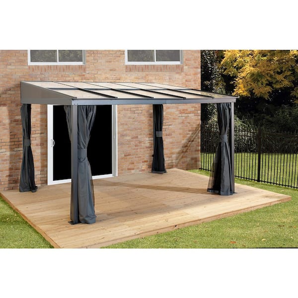 10 500-9167566 Depot x Aluminum Wall The Sojag Framed ft. Pompano Rustproof ft. Gazebo 14 Mounted - Home Charcoal