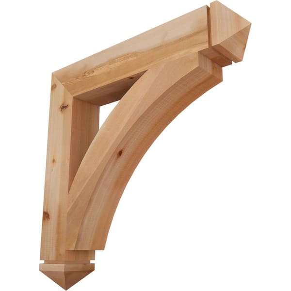 Ekena Millwork 5.5 in. x 36 in. x 36 in. Western Red Cedar Thorton Arts and Crafts Smooth Bracket