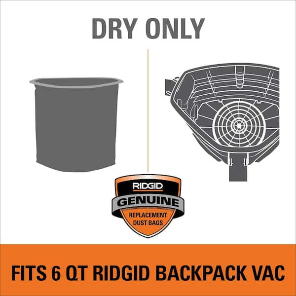 Genuine Dry Pick-Up Only Shop Vacuum Micro Cloth Filter for RIDGID 6-Quart NXT Backpack Vacuum HDB600 (1-Pack) VFB102