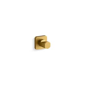 Parallel Knob Wall Mount Robe/Towel Hook in Vibrant Brushed Moderne Brass
